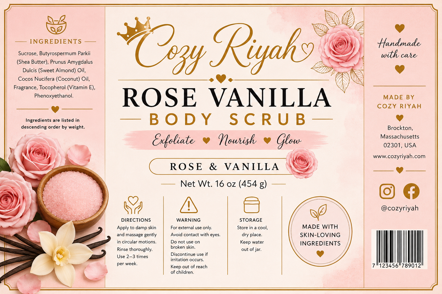 Rose Vanilla body scrub